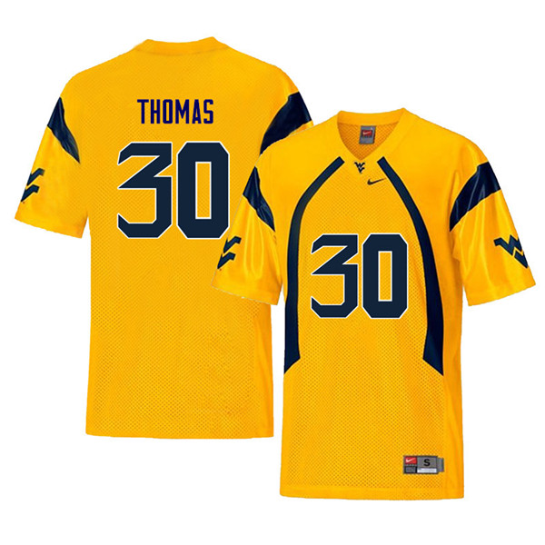 Men #30 J.T. Thomas West Virginia Mountaineers Retro College Football Jerseys Sale-Yellow